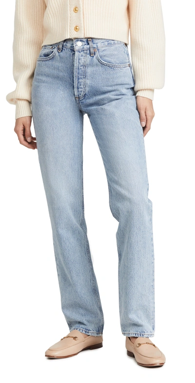 Shop Agolde Lana Mid Rise Straight Jeans Fiction