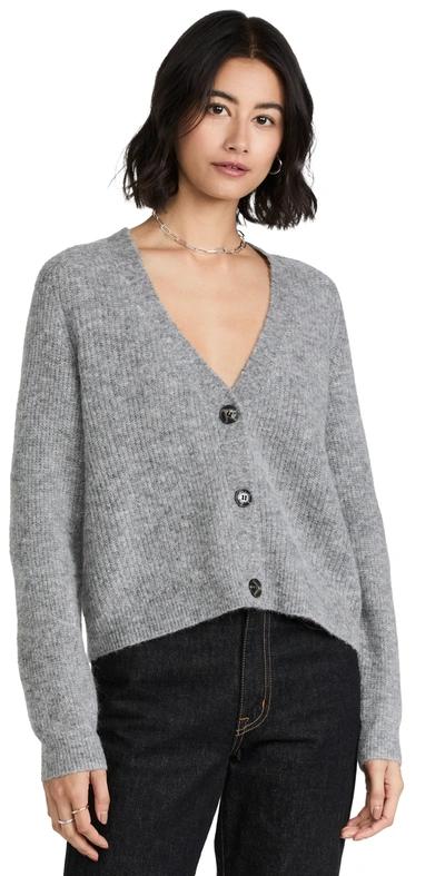 Shop Ganni Soft Wool Knit Cardigan In Paloma Melange