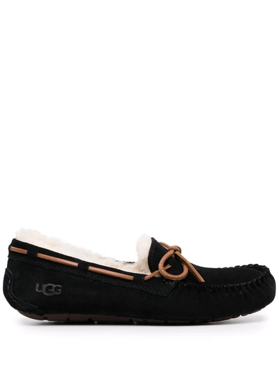 Ugg Dakota Womens Suede Shearling Lined Moccasin Slippers In Schwarz