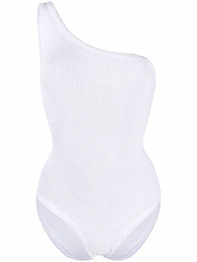 Shop Hunza G Nancy One-shoulder Asymmetric Swimsuit In White