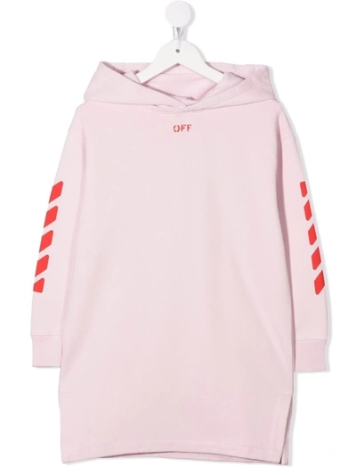Shop Off-white Graphic-print Cotton Sweatshirt Dress In Pink