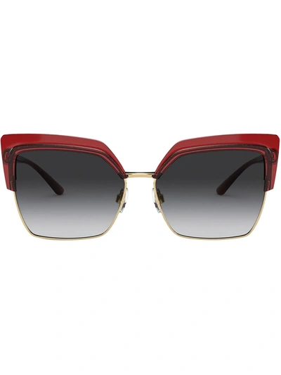 Shop Dolce & Gabbana Double Line Gradient-effect Sunglasses In Red