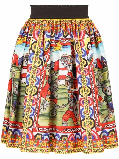 Dolce & Gabbana Carretto Patterned Mini Skirt In Green