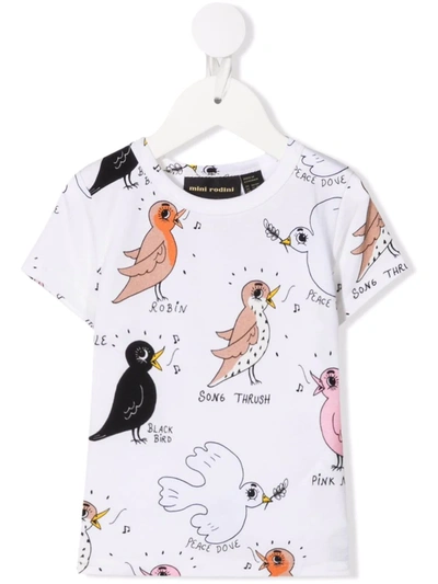 Shop Mini Rodini Bird-watching T-shirt In Neutrals