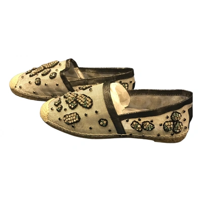 Pre-owned Valentino Garavani Glitter Espadrilles In Beige