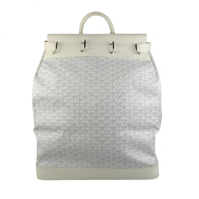 Pre-owned Goyard Steamer Leather Travel Bag In White