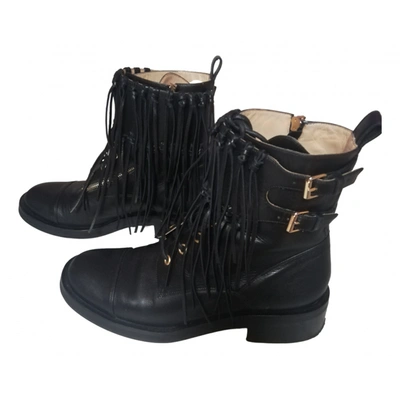 Pre-owned Elie Saab Leather Ankle Boots In Black