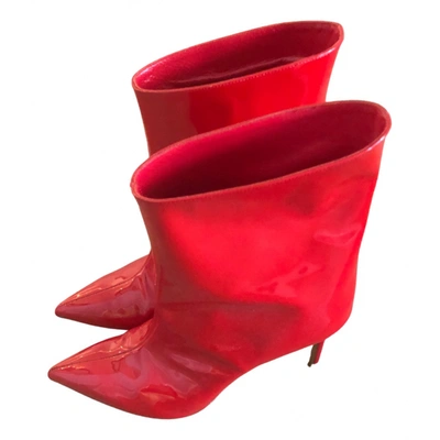 Pre-owned Alexandre Vauthier Patent Leather Ankle Boots In Red