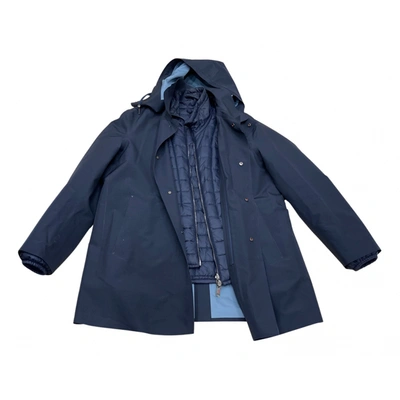 Pre-owned Kiton Trenchcoat In Blue