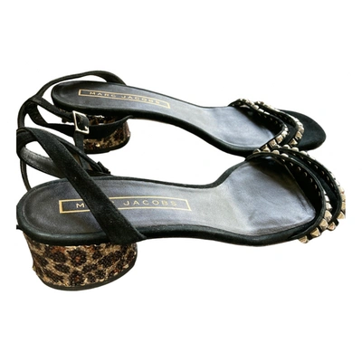 Pre-owned Marc Jacobs Glitter Sandals In Black