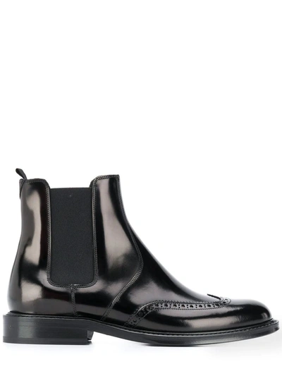 Shop Saint Laurent Army Chelsea Boots In Smooth Black Leather In Nero
