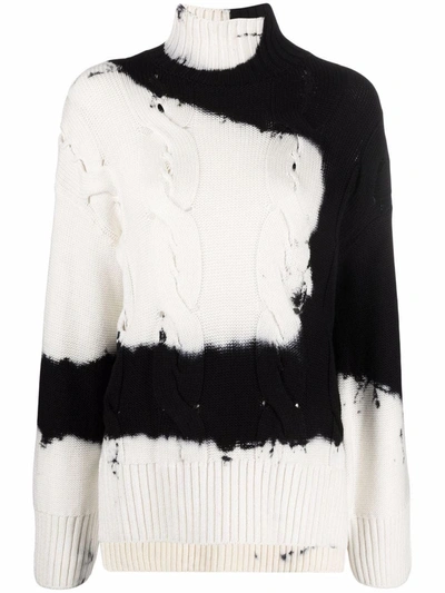 Shop Off-white Black And White Tie-dye Arrows Patterned Sweater In Nero