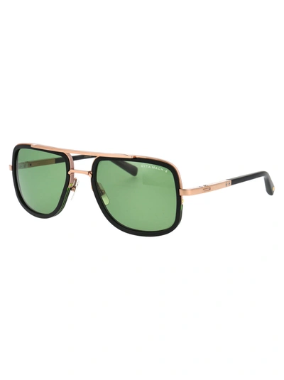 Shop Dita Sunglasses In 03 Rose Gold - Matte Black W/vintage Green