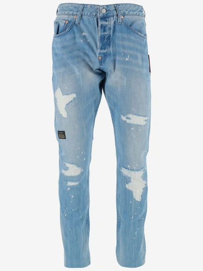 Shop Evisu Jeans In Mid Shade Indigo