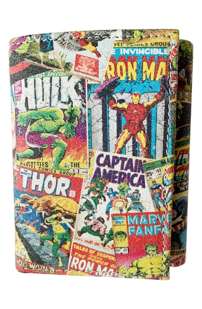 Shop Marvel Comics Galore Leather Trifold Wallet In Multi