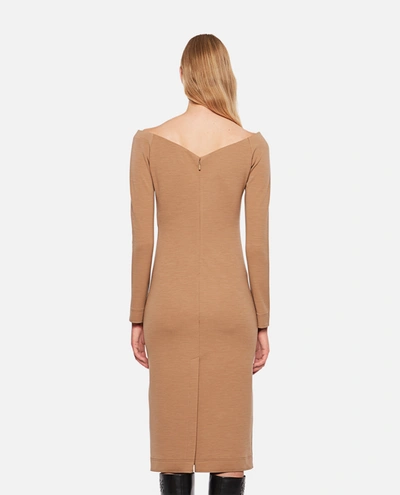 Shop Fendi Jersey Dress In Beige