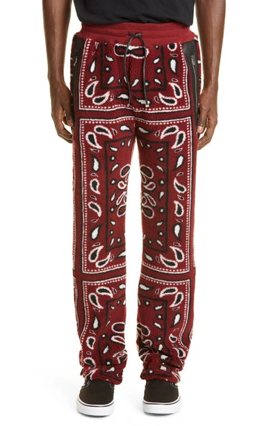 Shop Amiri Bandana Print Polar Fleece Pants In Red/ Black