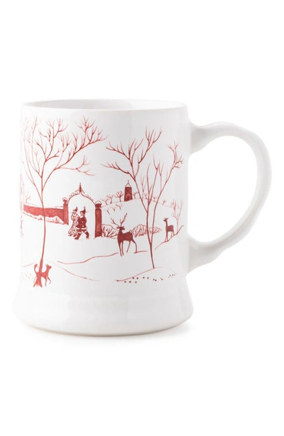 Juliska Country Estate Winter Frolic Ruby Mr. And Mrs. Claus Mug In Ruby