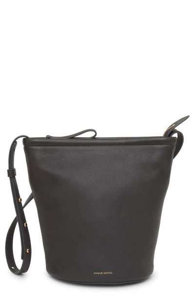 Shop Mansur Gavriel Leather Zip Bucket Bag In Vesuvio