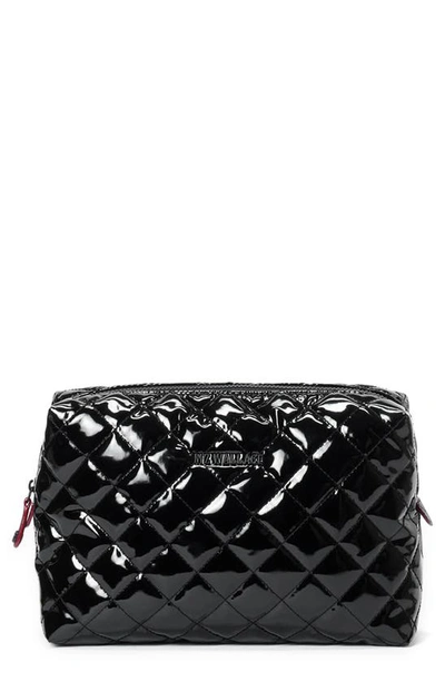 Shop Mz Wallace Mica Quilted Nylon Cosmetics Case In Black Lacquer