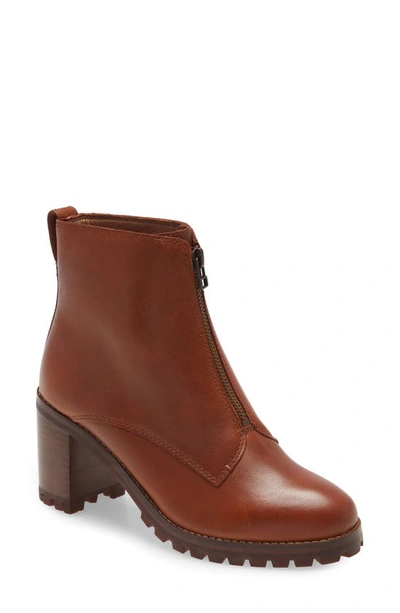 Shop Madewell Lydia Zip Front Lug Sole Boot In Dried Maple