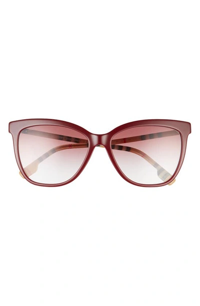 Shop Burberry 56mm Square Sunglasses In Bordeaux/ Clear Gradient Pink