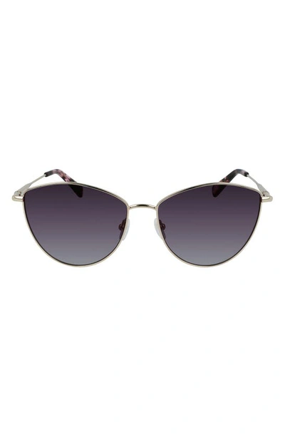 Shop Longchamp Roseau 58mm Cat Eye Sunglasses In Gold / Purple