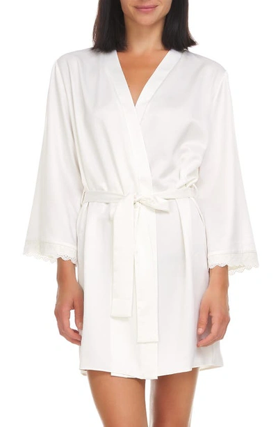 Shop Flora Nikrooz Victoria Lace Trim Charmeuse Wrap In Ivory