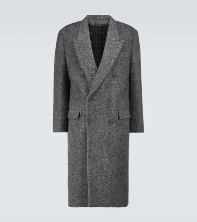 Shop Fendi Alpaca-blend Double-breasted Coat In Cenere