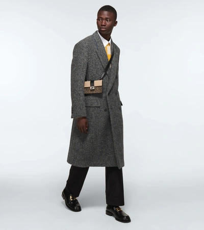 Shop Fendi Alpaca-blend Double-breasted Coat In Cenere