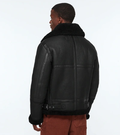 Shop Acne Studios Leather And Shearling Aviator Jacket In Black