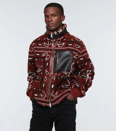 Shop Amiri Paisley Printed Fleece Jacket In Red Black