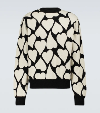 Shop Amiri Heart Cashmere Sweater In Black White