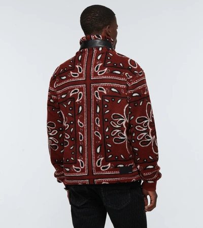 Shop Amiri Paisley Printed Fleece Jacket In Red Black