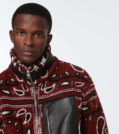 Shop Amiri Paisley Printed Fleece Jacket In Red Black