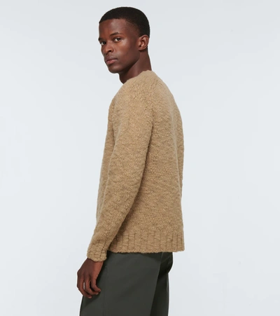 Shop Auralee Wool V-neck Sweater In Beige