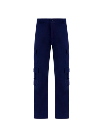 Shop Martine Rose Logo Patch Cargo Pants In Navy