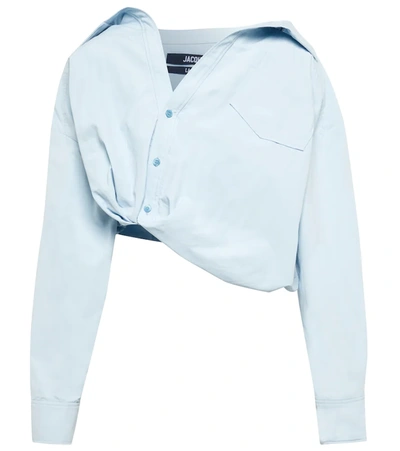 Shop Jacquemus La Chemise Mejean Cotton Shirt In Light Blue 213sh11-213 128320