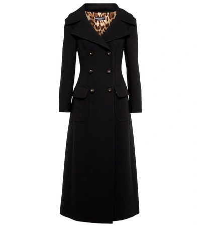 Dolce & Gabbana Virgin Wool Double-breasted Coat Dress In Black | ModeSens