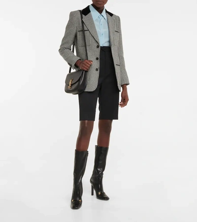 Saint Laurent 105mm Camden Leather Boots In Noir