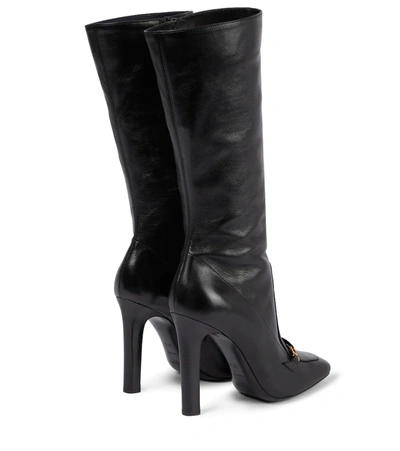 Saint Laurent 105mm Camden Leather Boots In Noir