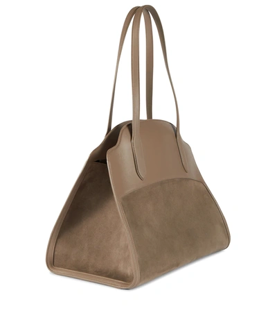Loro Piana Sesia Xl Suede And Leather Tote In Warm Mastic