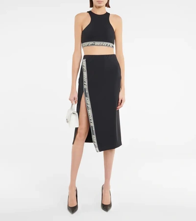 Shop Off-white Logo Jersey Midi Skirt In Black