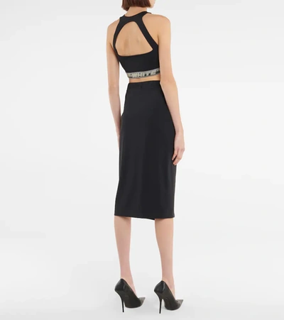 Shop Off-white Logo Jersey Midi Skirt In Black