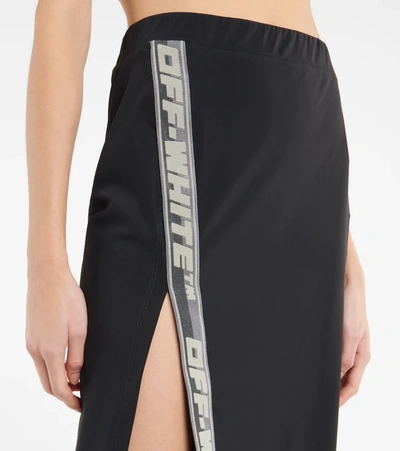 Shop Off-white Logo Jersey Midi Skirt In Black