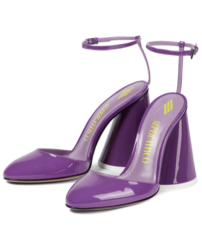 Shop Attico Luz Patent Leather Slingback Pumps In Violet