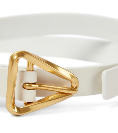 Shop Bottega Veneta Grasp Leather Belt In White/gold