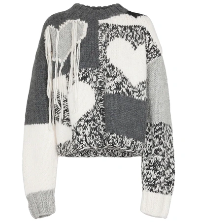 Shop Joseph Intarsia Wool-blend Sweater In Grey Combo