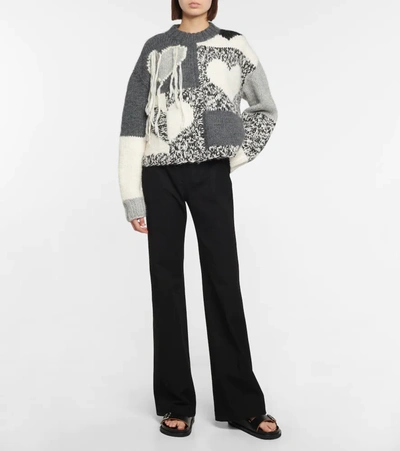 Shop Joseph Intarsia Wool-blend Sweater In Grey Combo