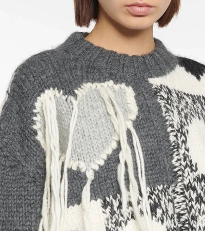 Shop Joseph Intarsia Wool-blend Sweater In Grey Combo